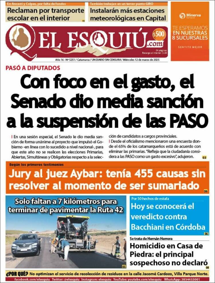 Portada de El Esquiu (Argentina)