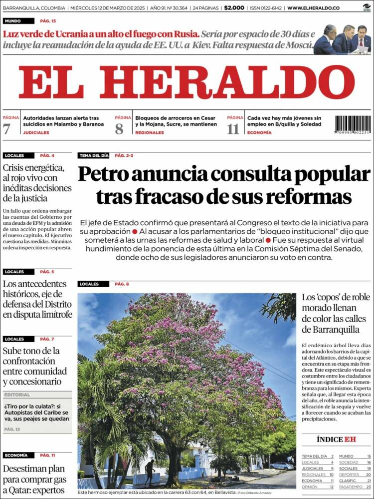 Portada de El Heraldo (Colombia)