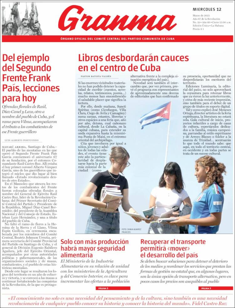 Portada de Granma (Cuba)