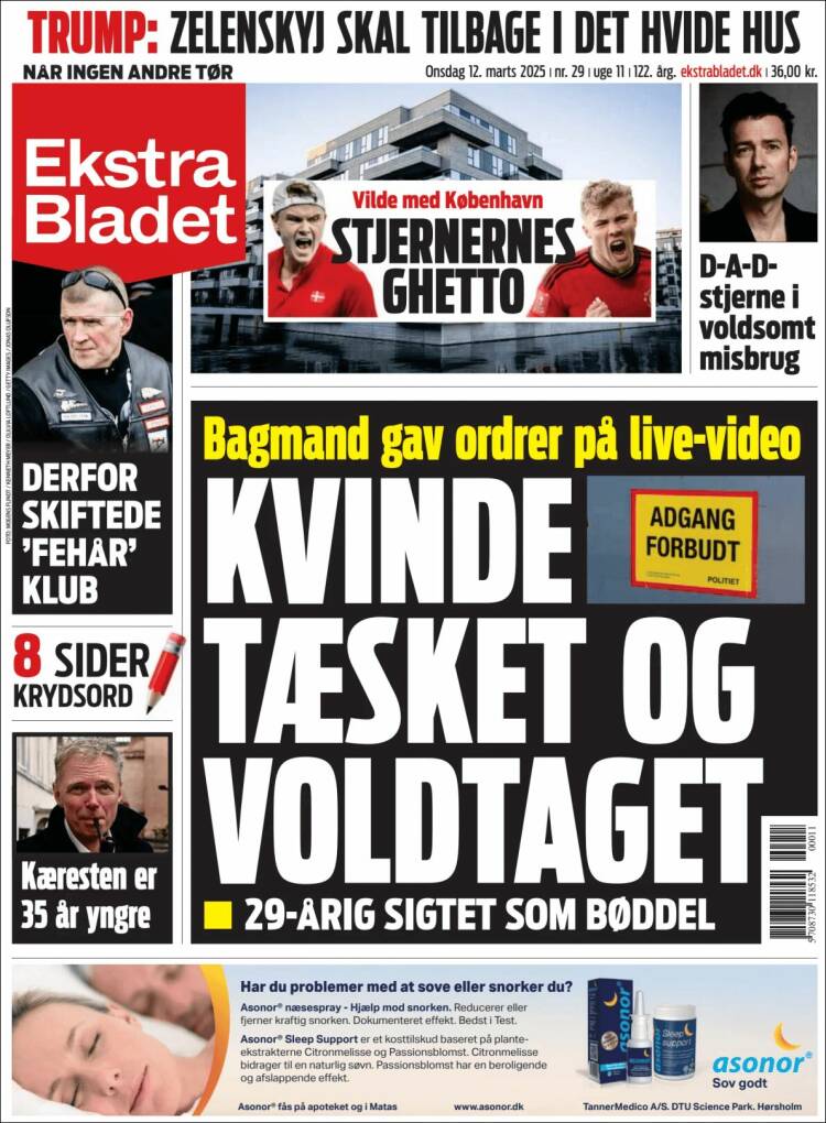 Portada de Ekstra Bladet (Dinamarca)