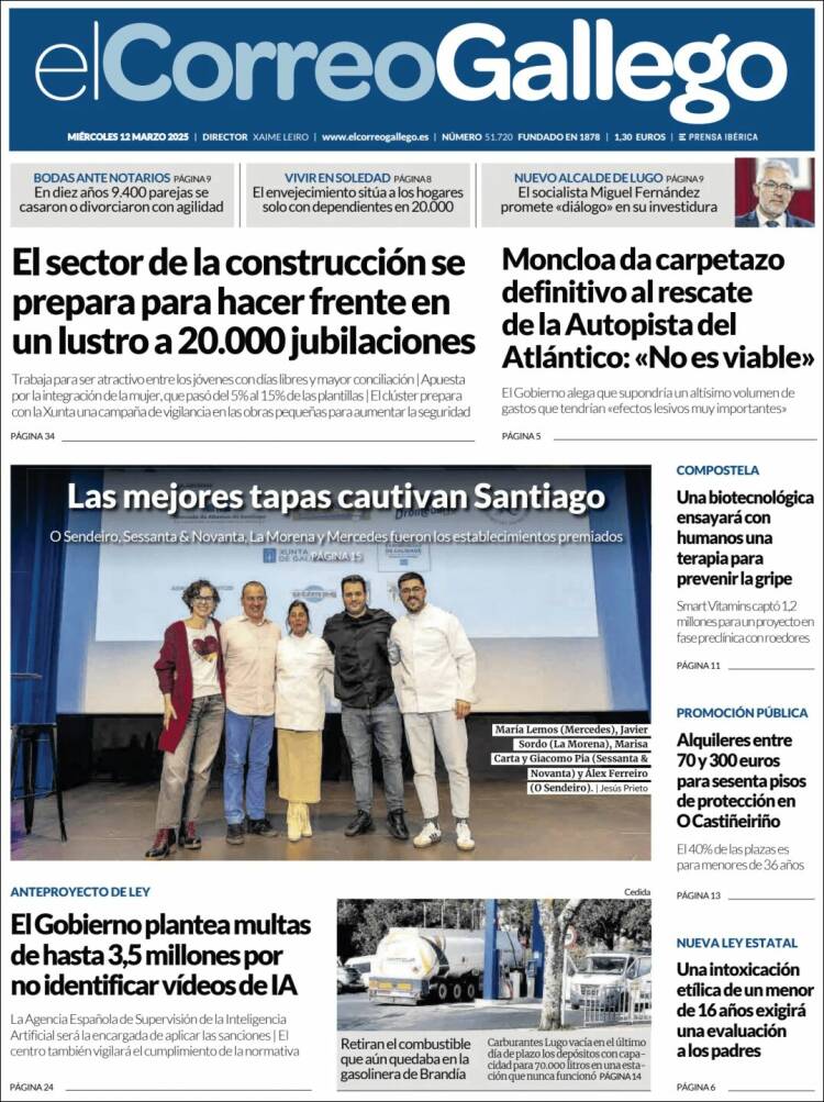 Portada de El Correo Gallego (España)