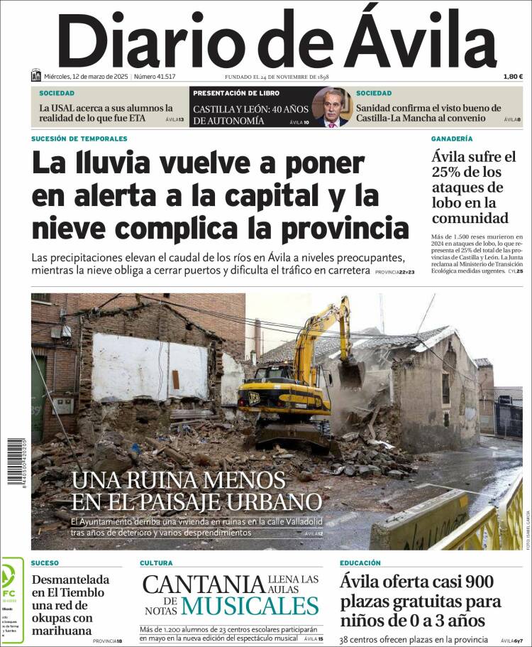 Portada de Diario de Ávila (España)