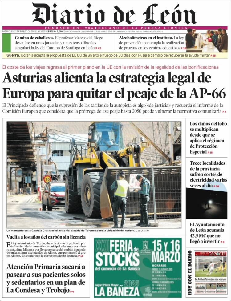 Portada de Diario de León (España)