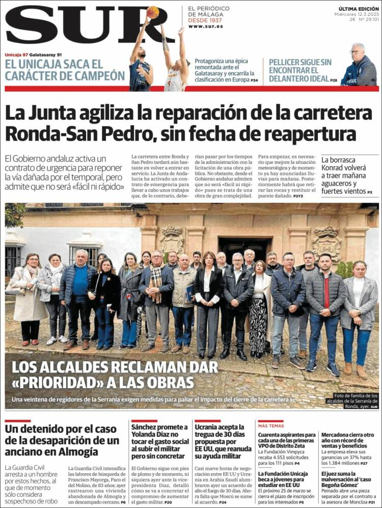 Portada de Diario el Sur (España)