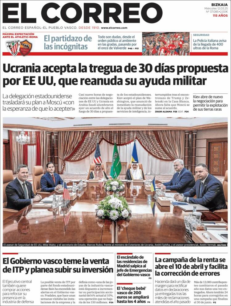 Portada de El Correo (España)