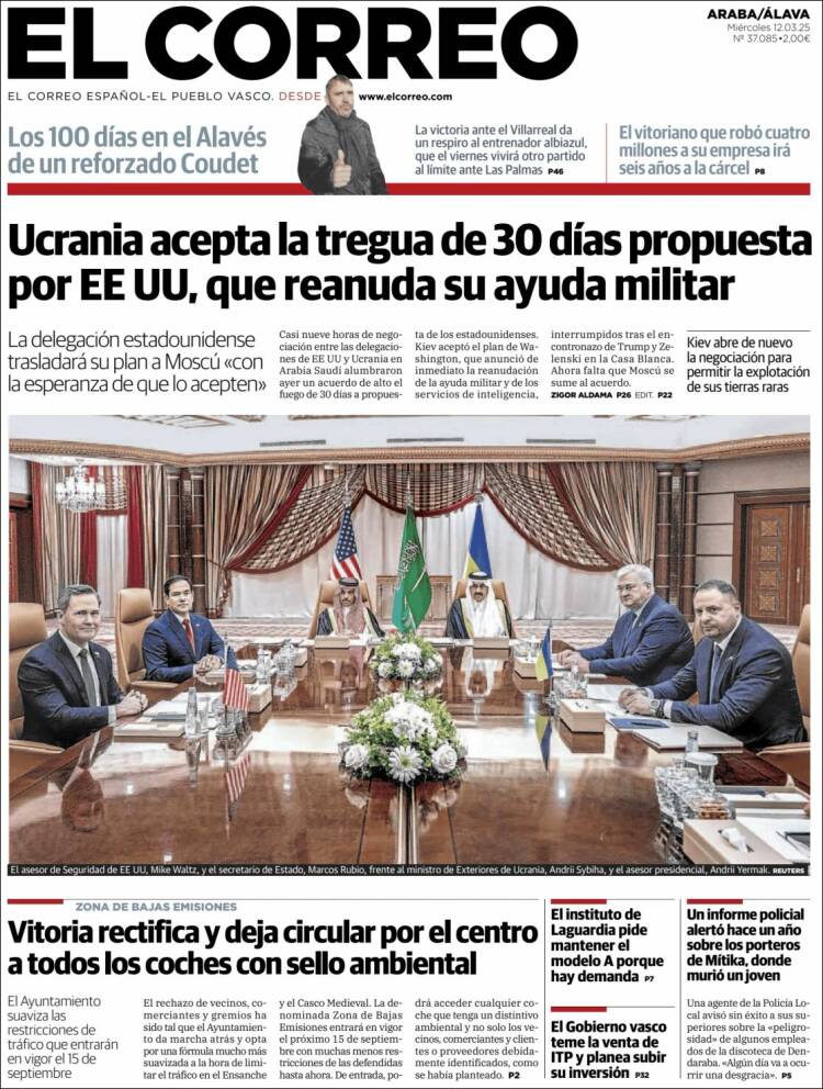 Portada de El Correo - Álava (España)