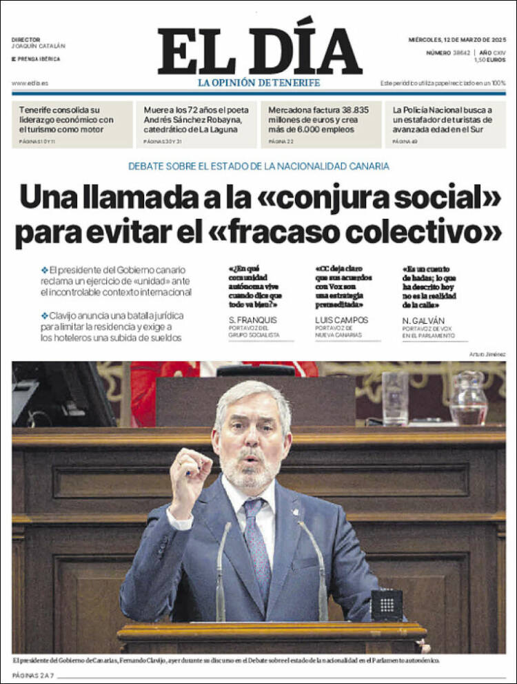 Portada de El Día (España)