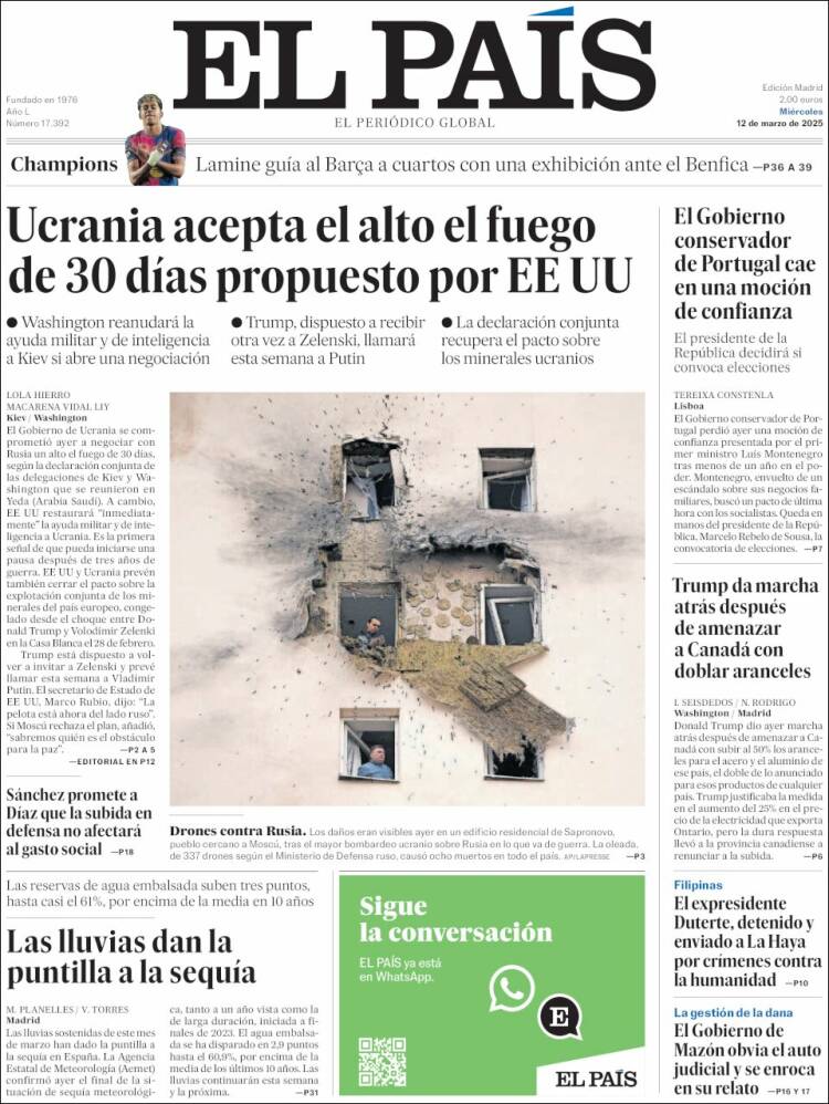 Portada de El País (España)