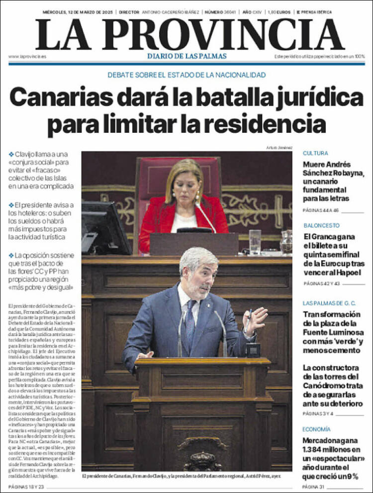 Portada de La Provincia (España)