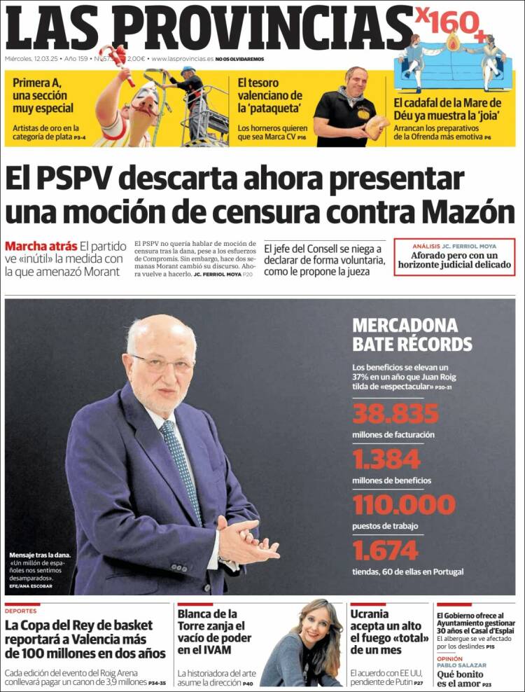 Portada de Las Provincias (España)