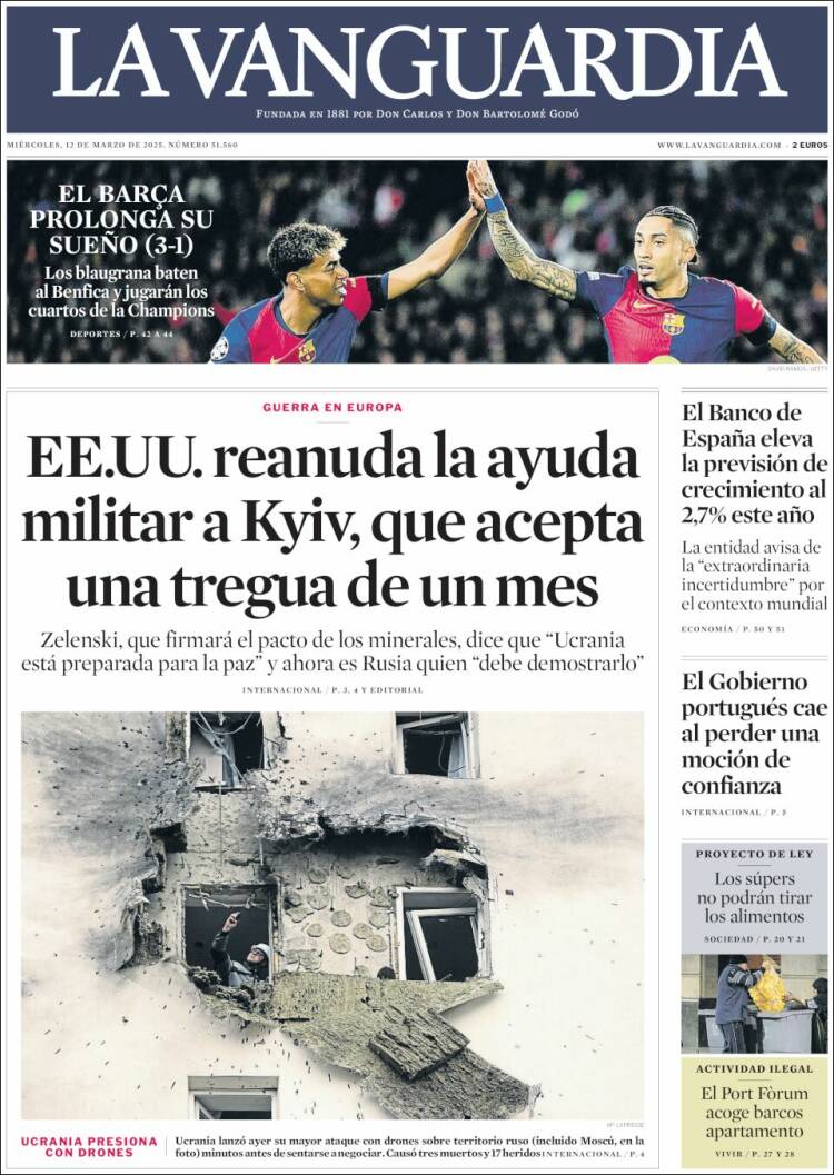 Portada de La Vanguardia (España)