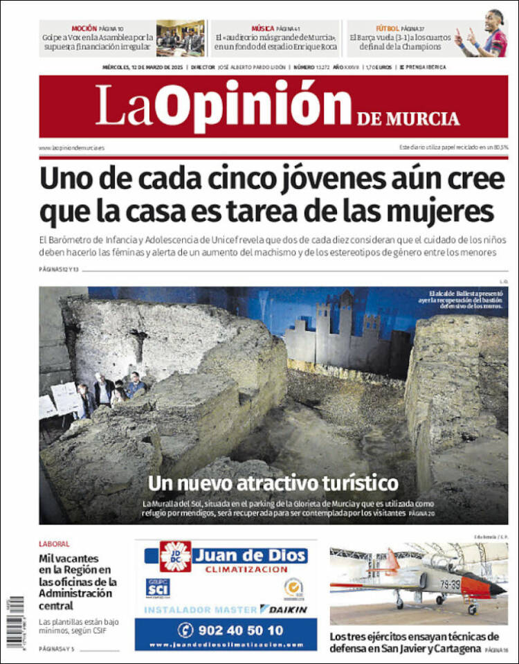 Portada de La Opinión de Murcia (España)