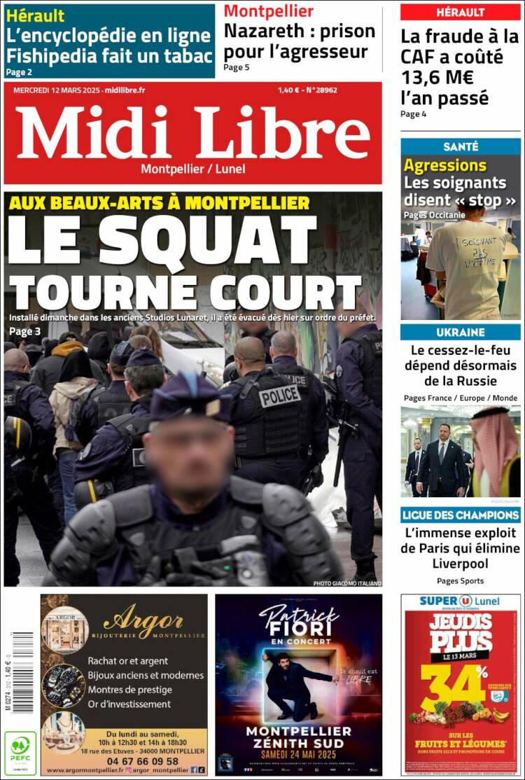 Portada de Midi Libre (Francia)