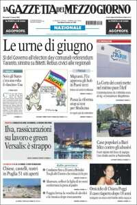 Portada de La Gazzetta del Mezzogiorno (Italia)