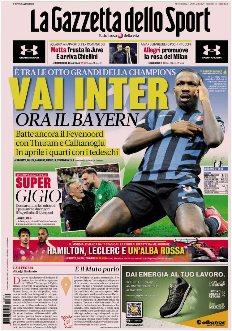 Portada de La Gazzetta dello Sport (Italia)