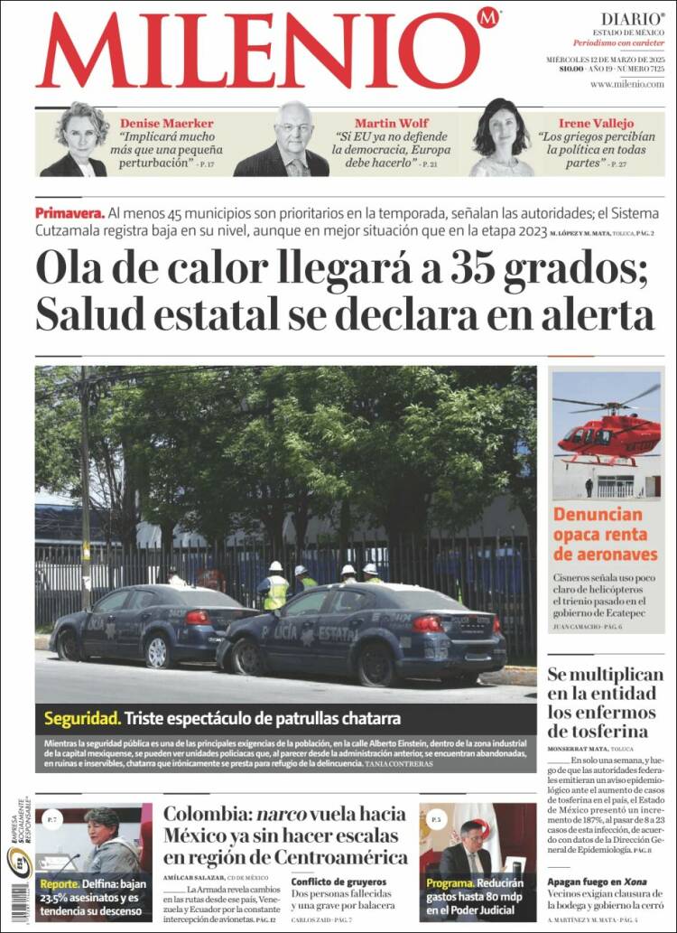 Portada de Milenio - Estado de México (México)