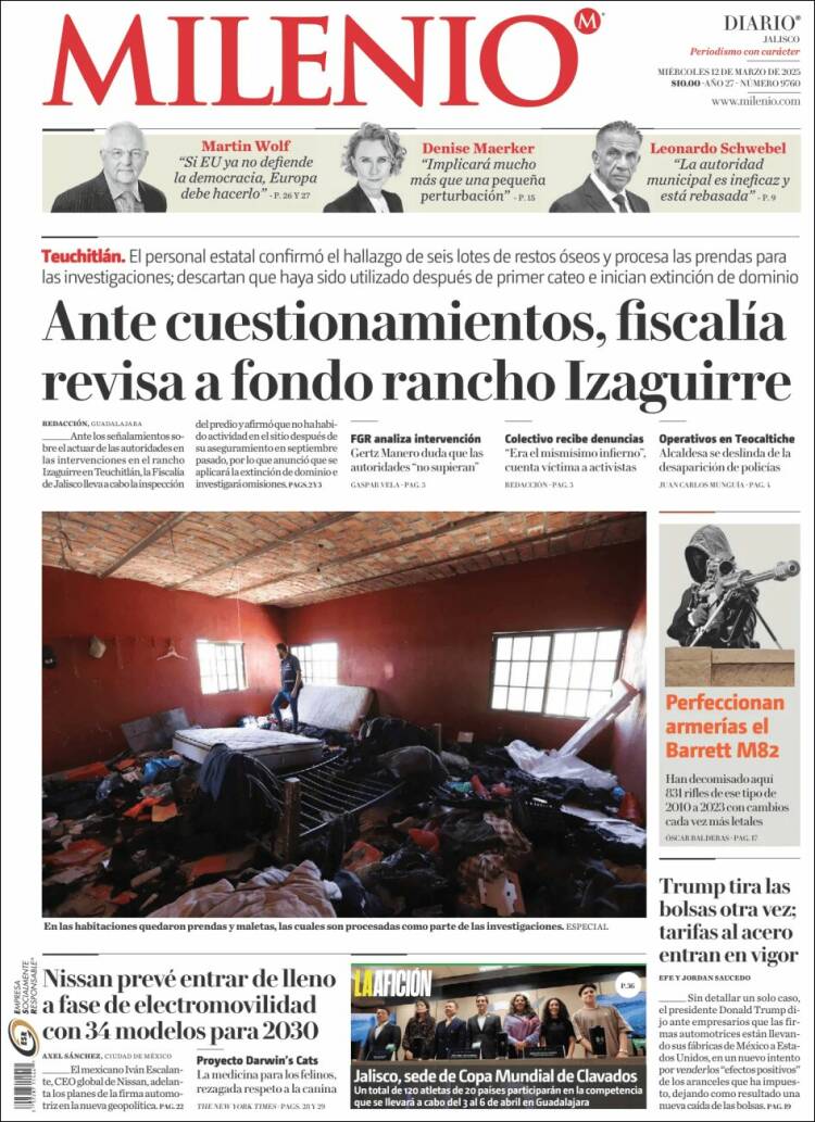 Portada de Milenio - Jalisco (México)