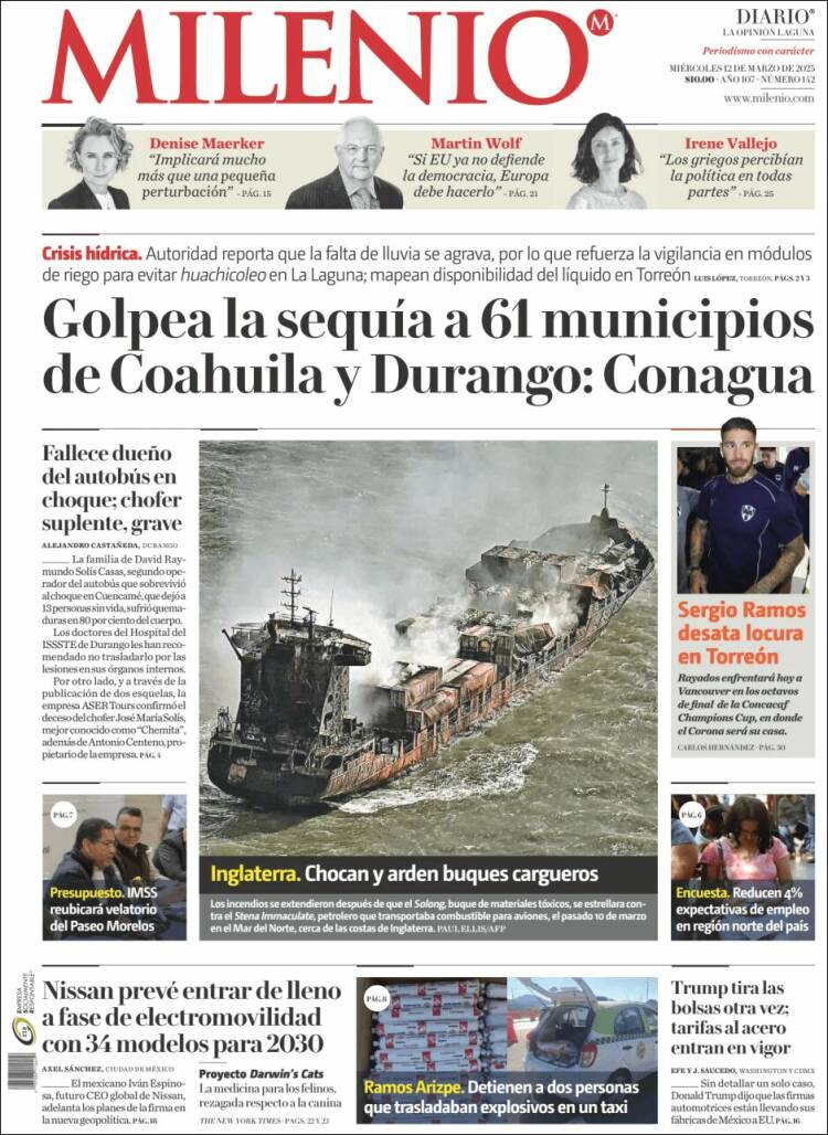 Portada de Milenio - Laguna (México)