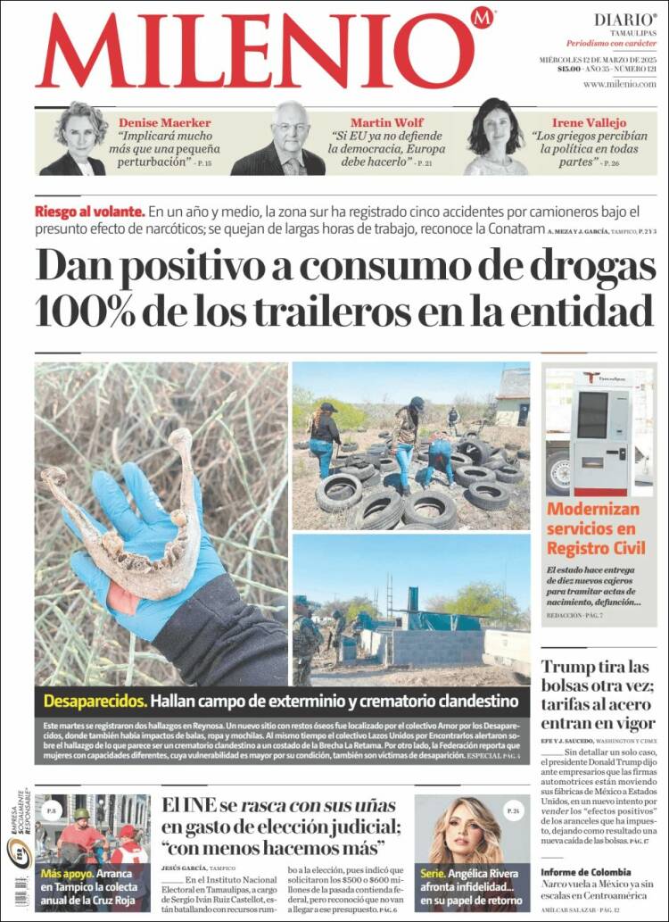 Portada de Milenio - Tamaulipas (México)