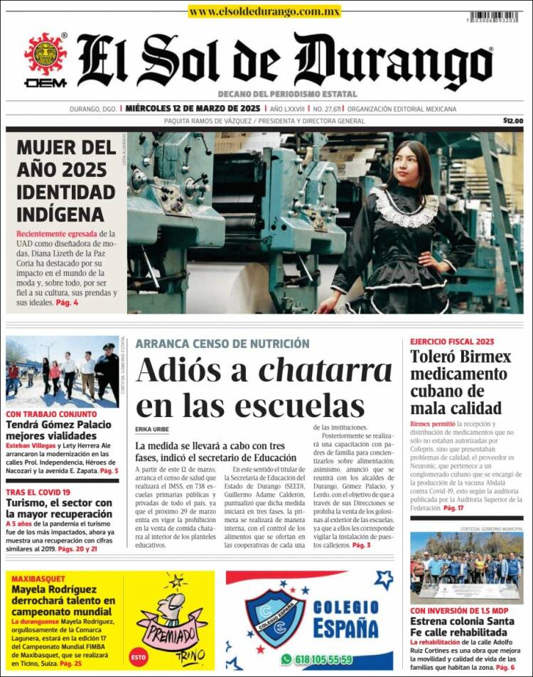 Portada de El Sol de Durango (México)