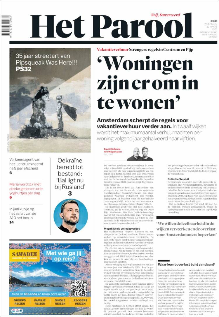 Portada de Het Parool (Pa&iacute;ses Bajos)