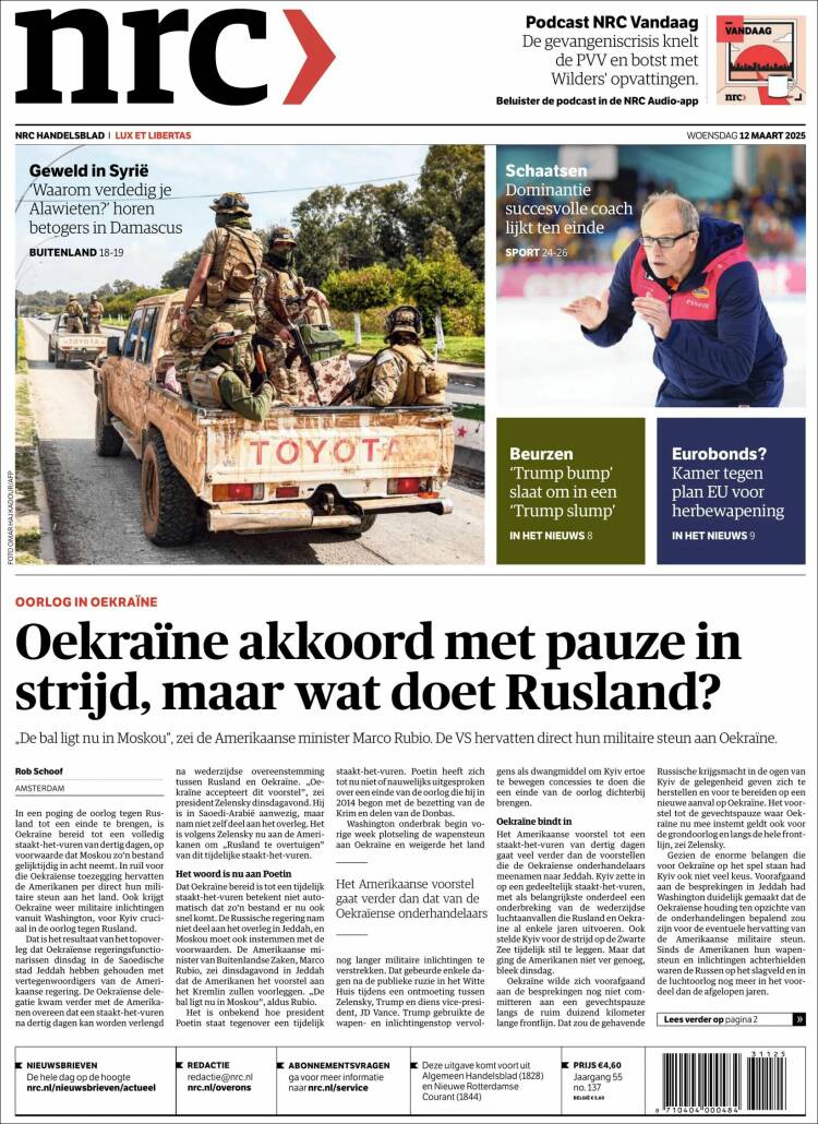 Portada de NRC Handelsblad (Pa&iacute;ses Bajos)
