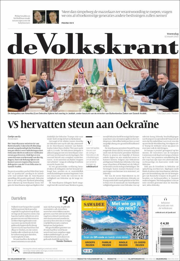 Portada de De Volkskrant (Pa&iacute;ses Bajos)