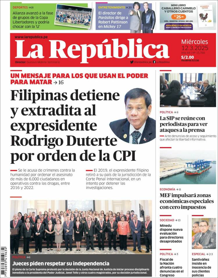 Portada de La Republica (Perú)