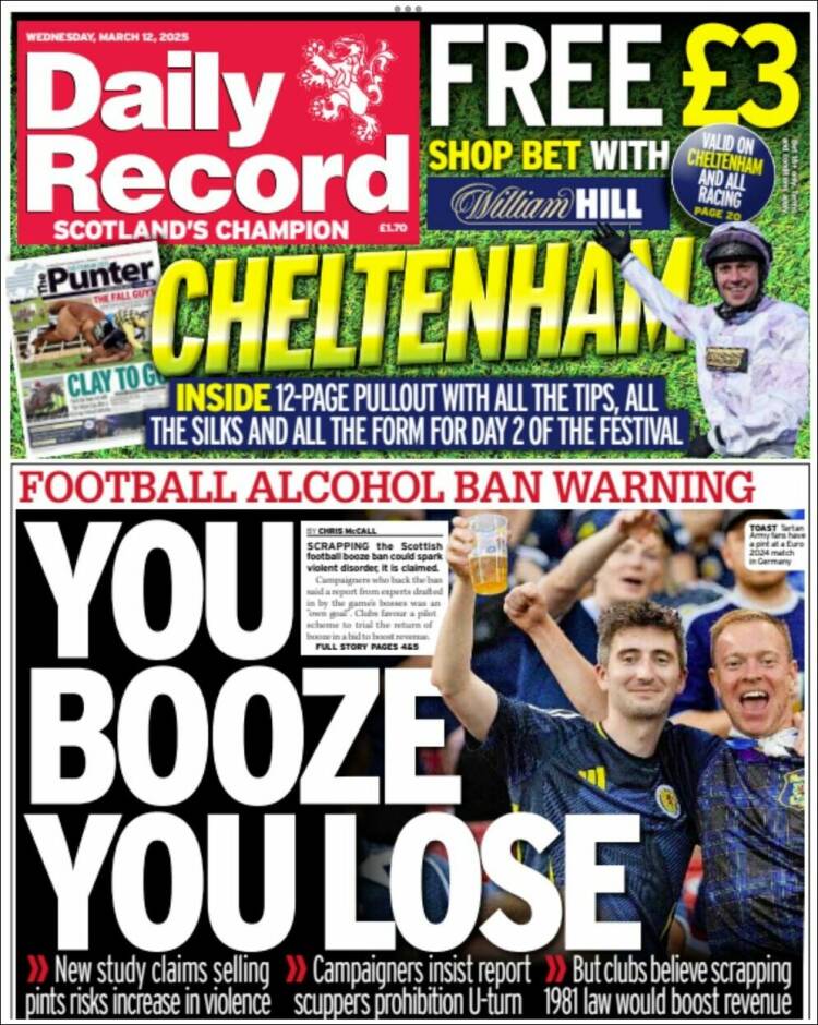 Portada de Daily Record (Reino Unido)