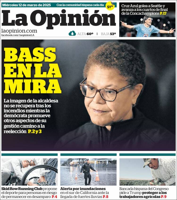 Portada de La Opinión (USA)