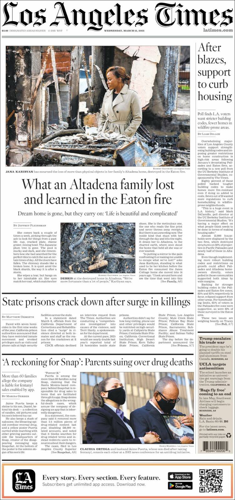 Portada de Los Angeles Times (USA)