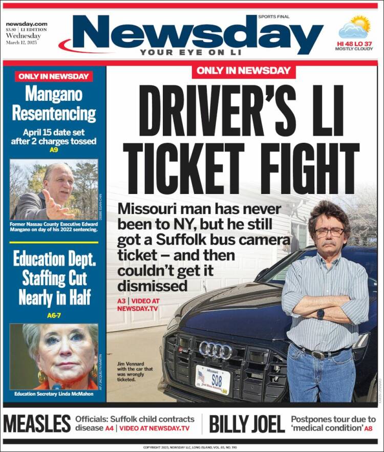 Portada de Newsday (USA)