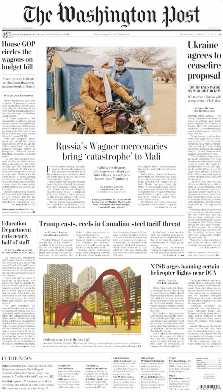 Portada de The Washington Post (USA)