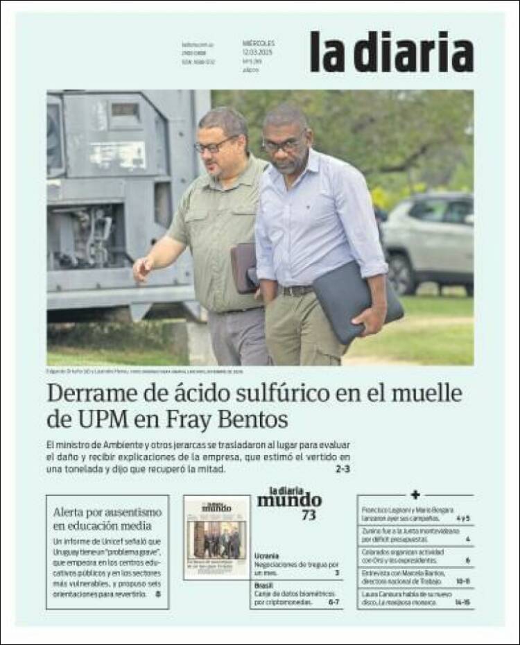 Portada de La Diaria (Uruguay)