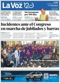 Portada de La Voz del Interior (Argentina)