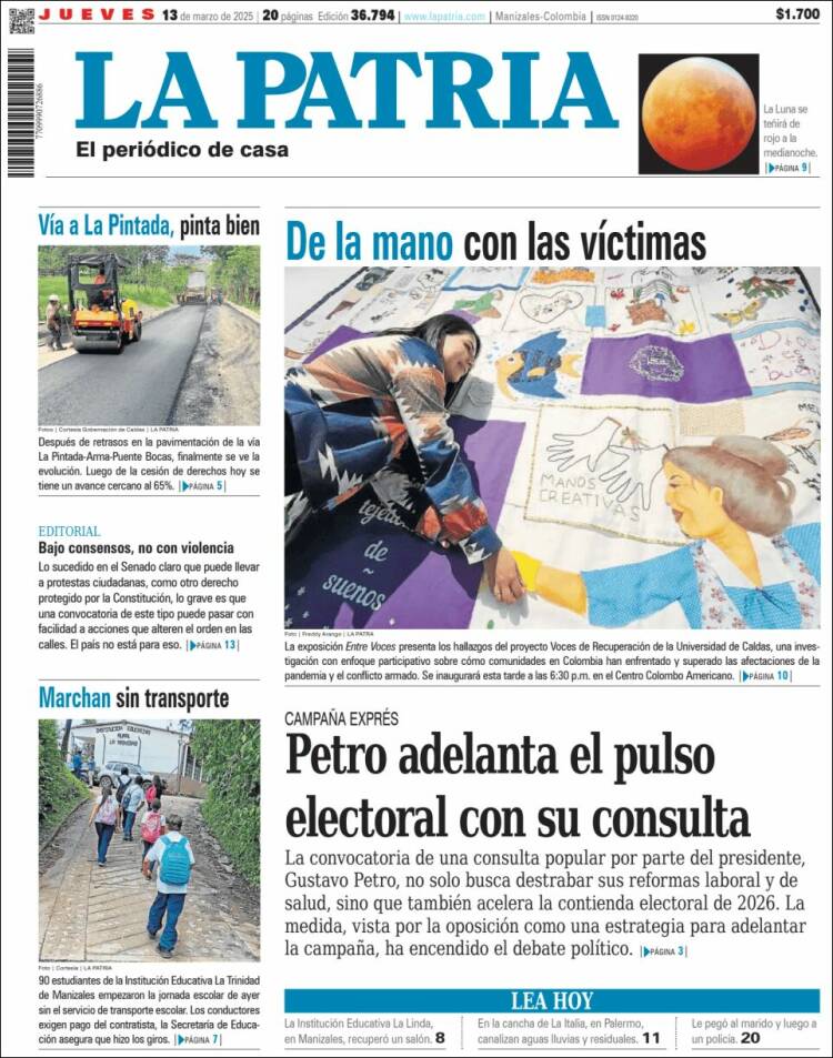 Portada de La Patria (Colombia)