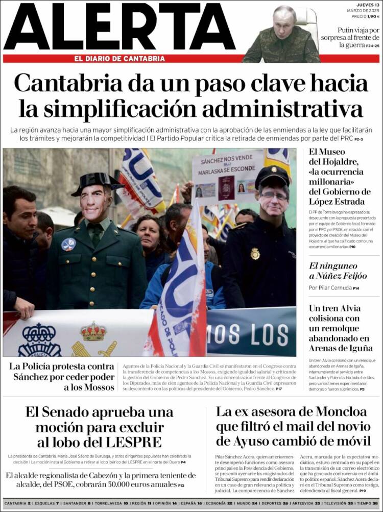 Portada de Alerta - El Diario de Cantabria (España)