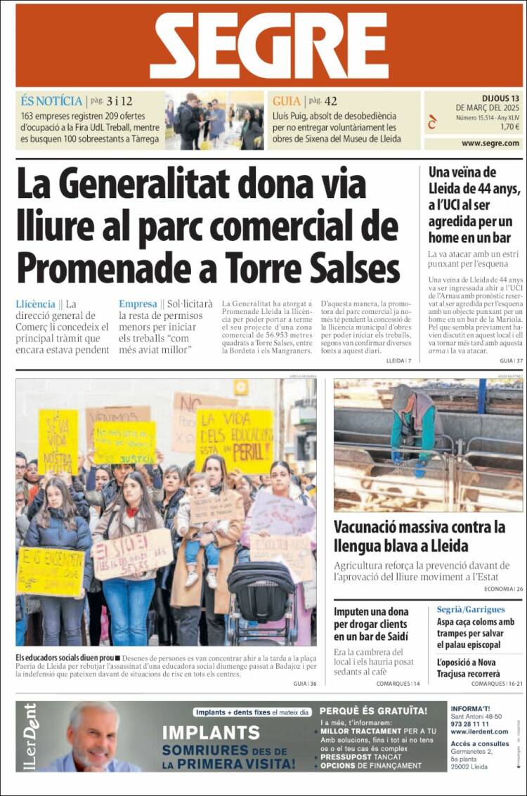 Portada de Segre (España)