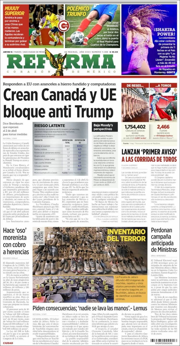 Portada de Reforma (México)