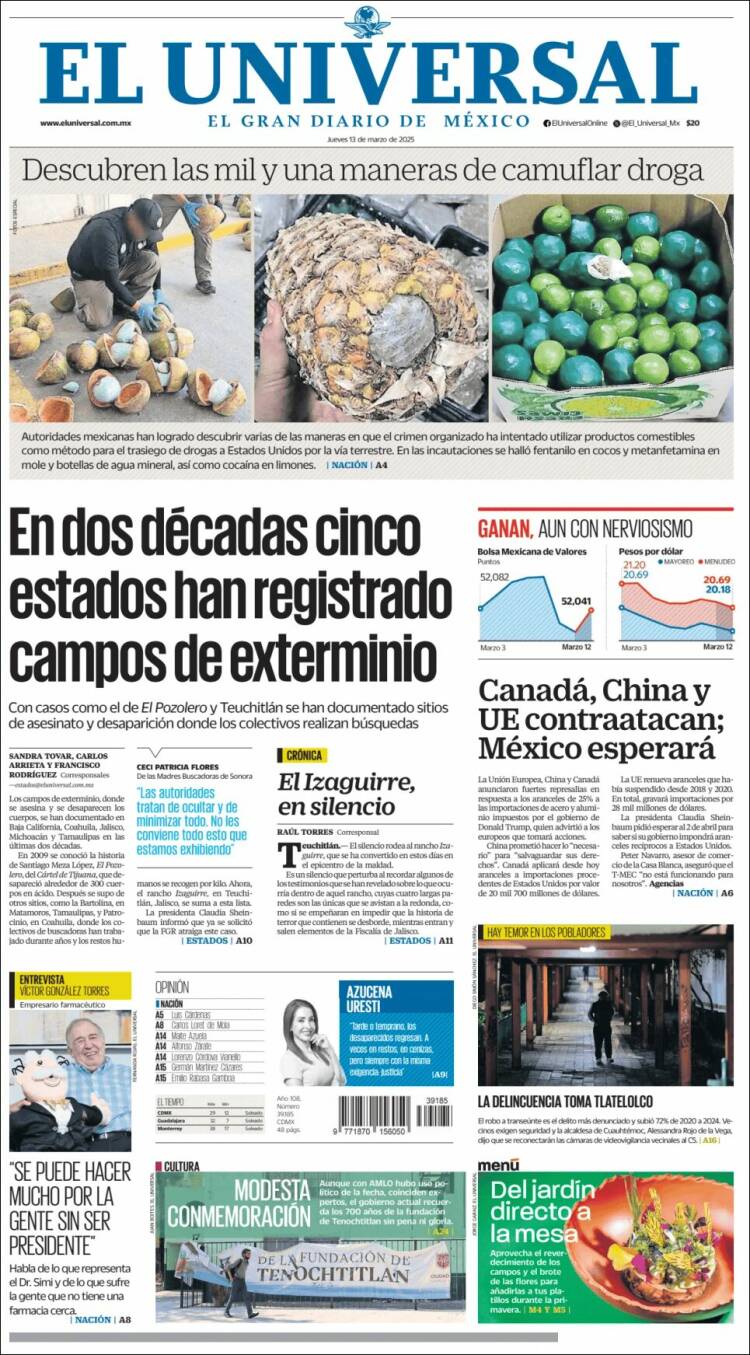 Portada de El Universal (México)