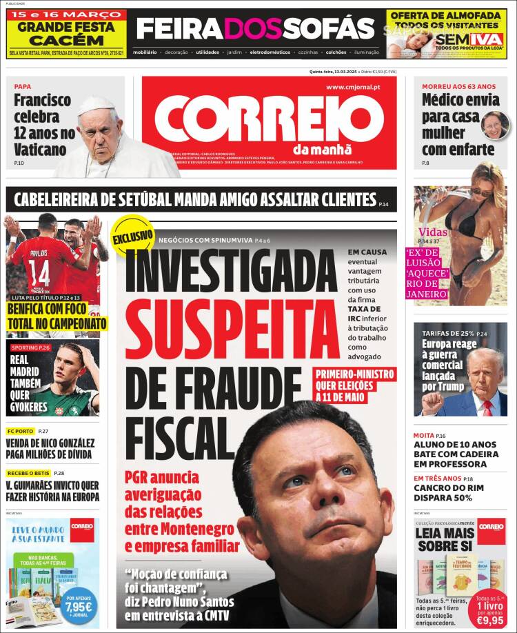 Portada de Correio da Manhã (Portugal)