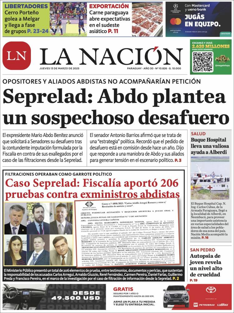 Portada de La Nación (Paraguay)