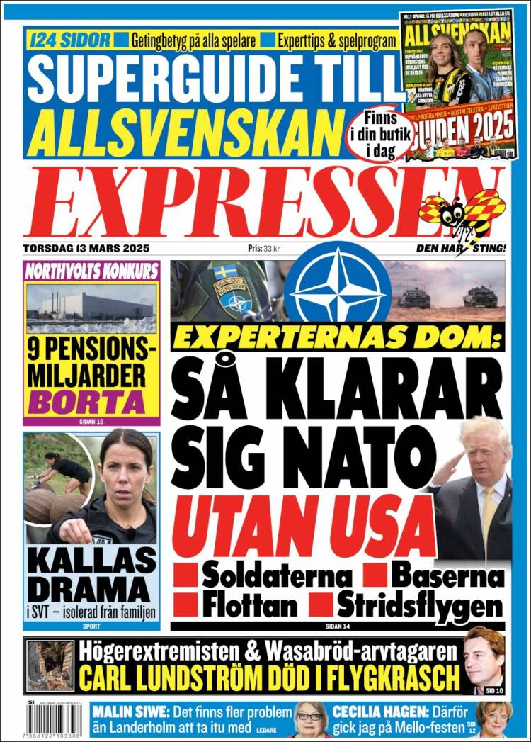Portada de Expressen (Suecia)