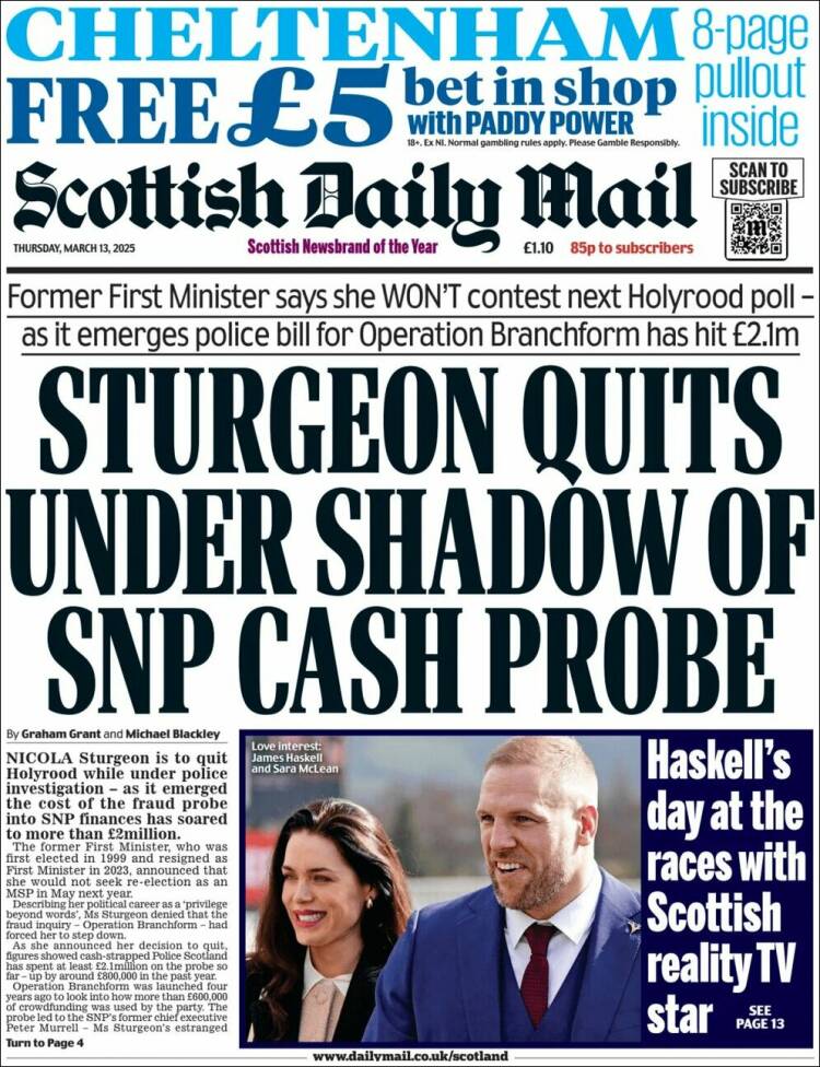 Portada de Scottish Daily Mail (Reino Unido)