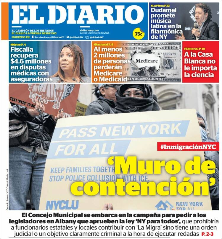 Portada de El Diario NY (USA)