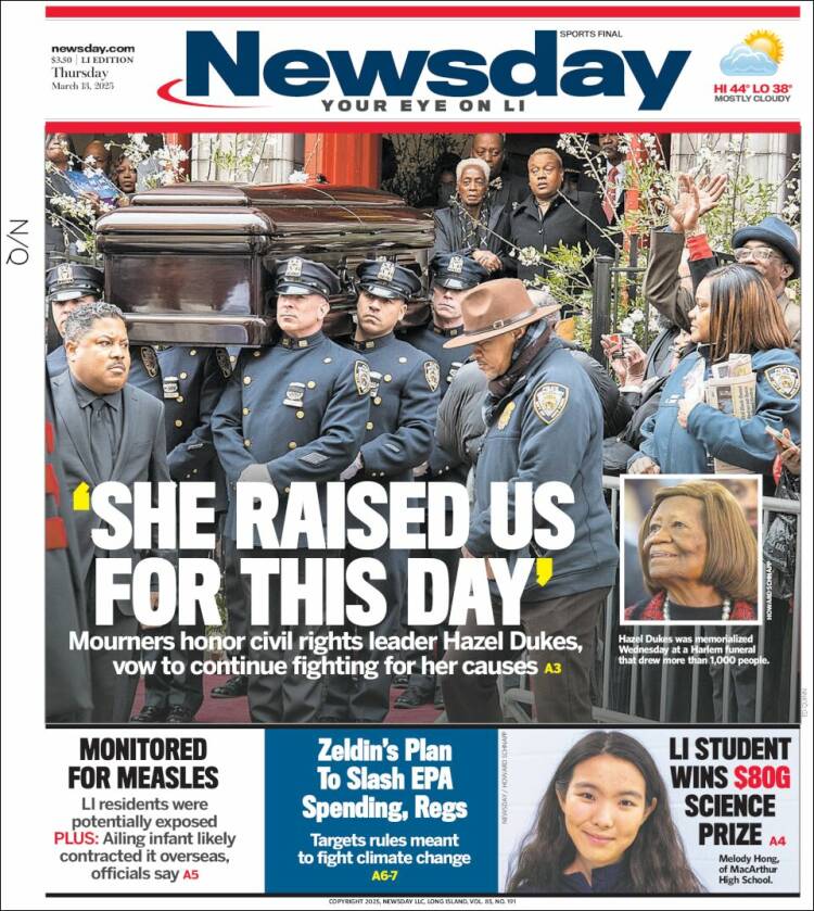 Portada de Newsday (USA)