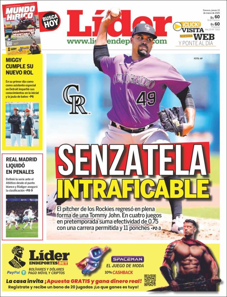 Portada de Lider en deportes (Venezuela)