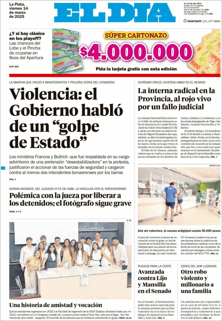 Portada de El Día de la Plata (Argentina)