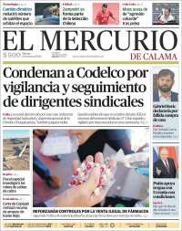 Portada de El Mercurio - Calama (Chile)