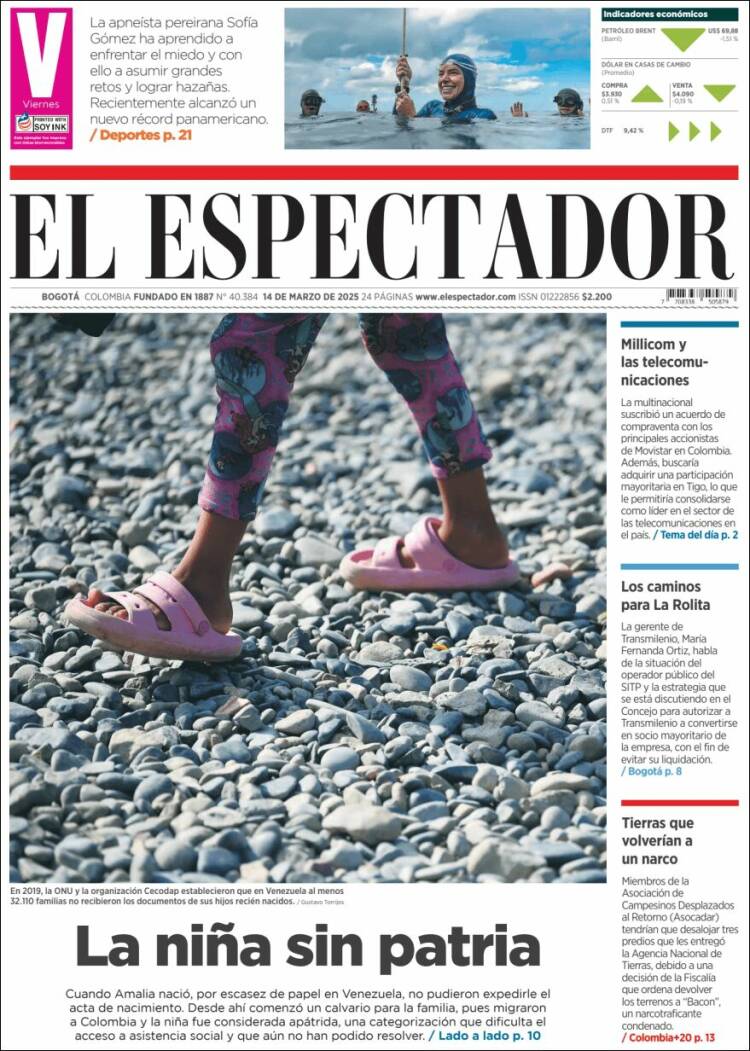 Portada de El Espectador (Colombia)